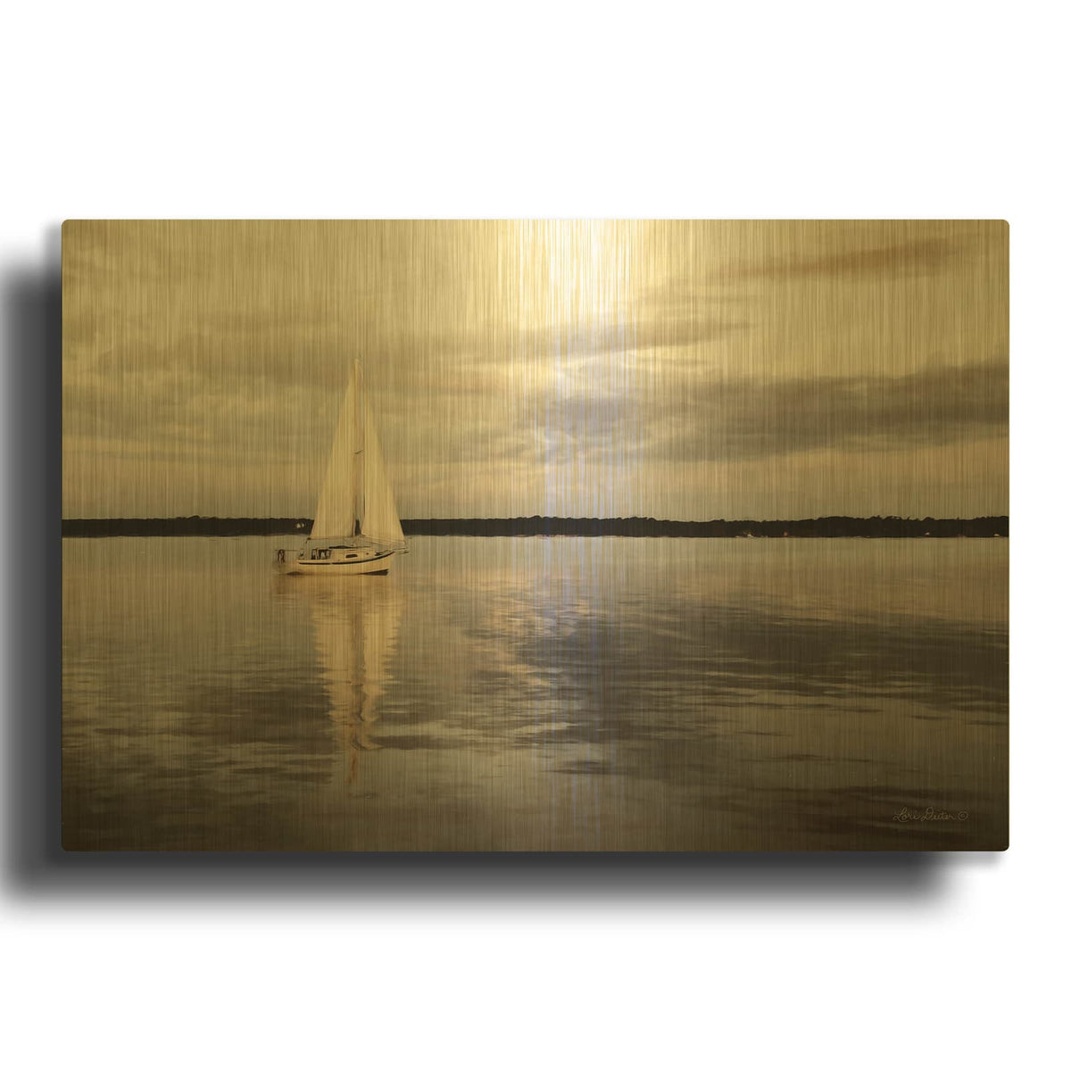 'Sail Away Sailboat' By Lori Deiter Gold Metal Wall Art