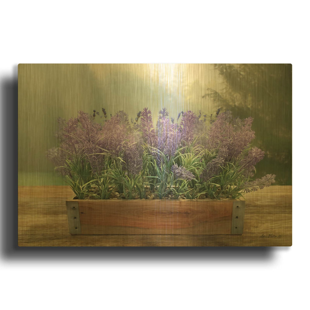 'Lavender Planter' By Lori Deiter Gold Metal Wall Art