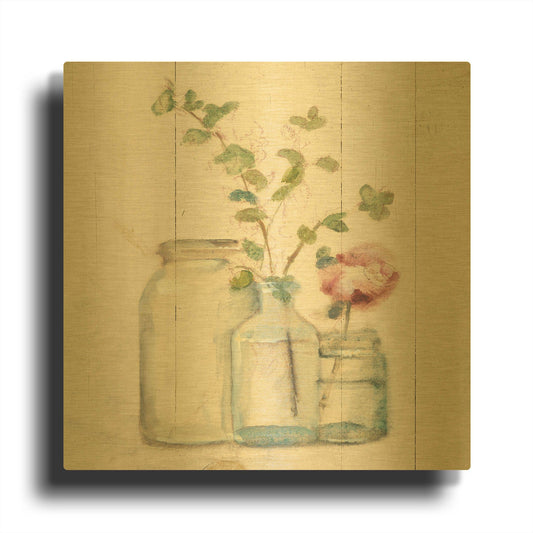 'Blossoms on Birch IV' By Cheri Blum Gold Metal Wall Art