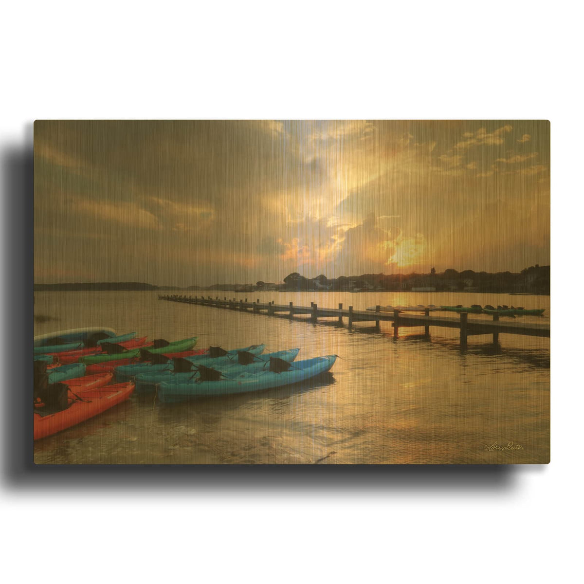 'Bayside Dock' By Lori Deiter Gold Metal Wall Art