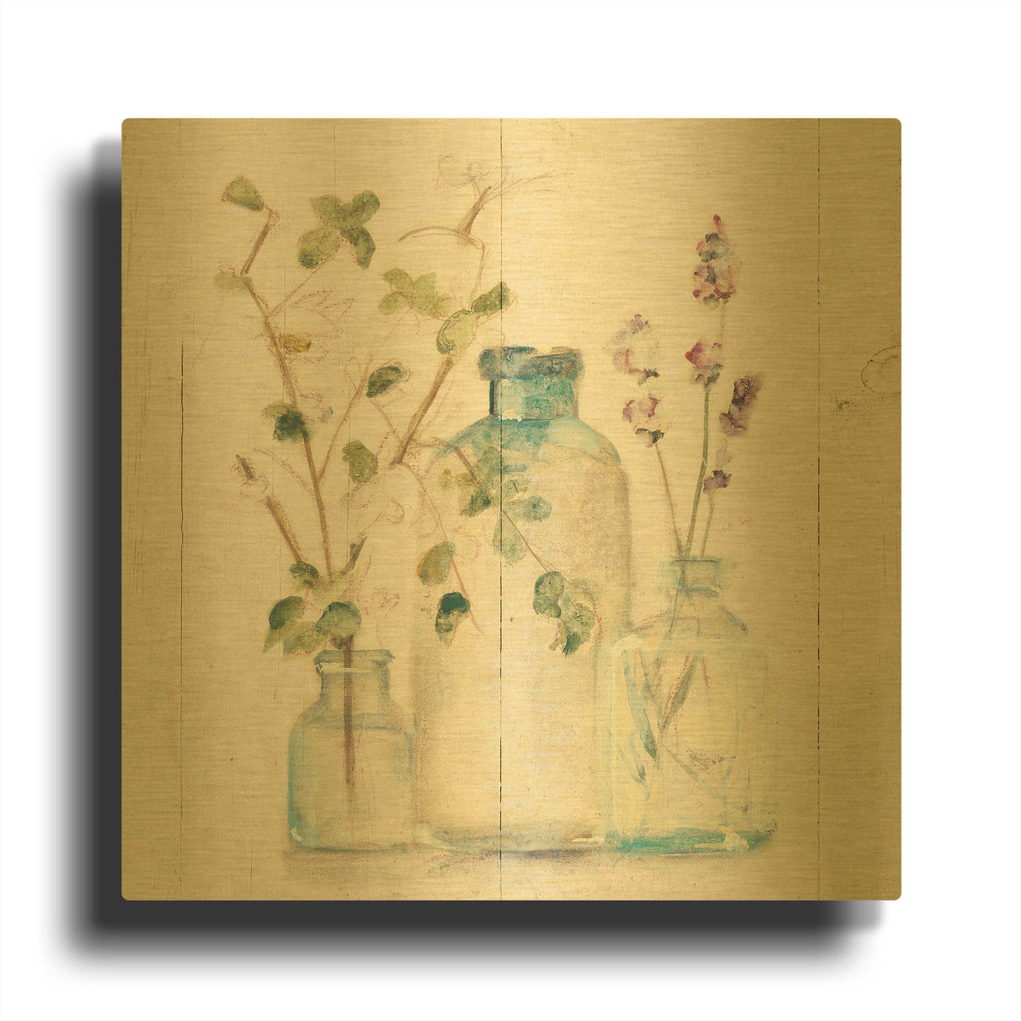 'Blossoms on Birch V' By Cheri Blum Gold Metal Wall Art