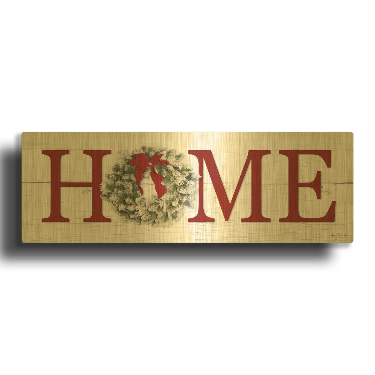 'Christmas Home' By Lori Deiter Gold Metal Wall Art