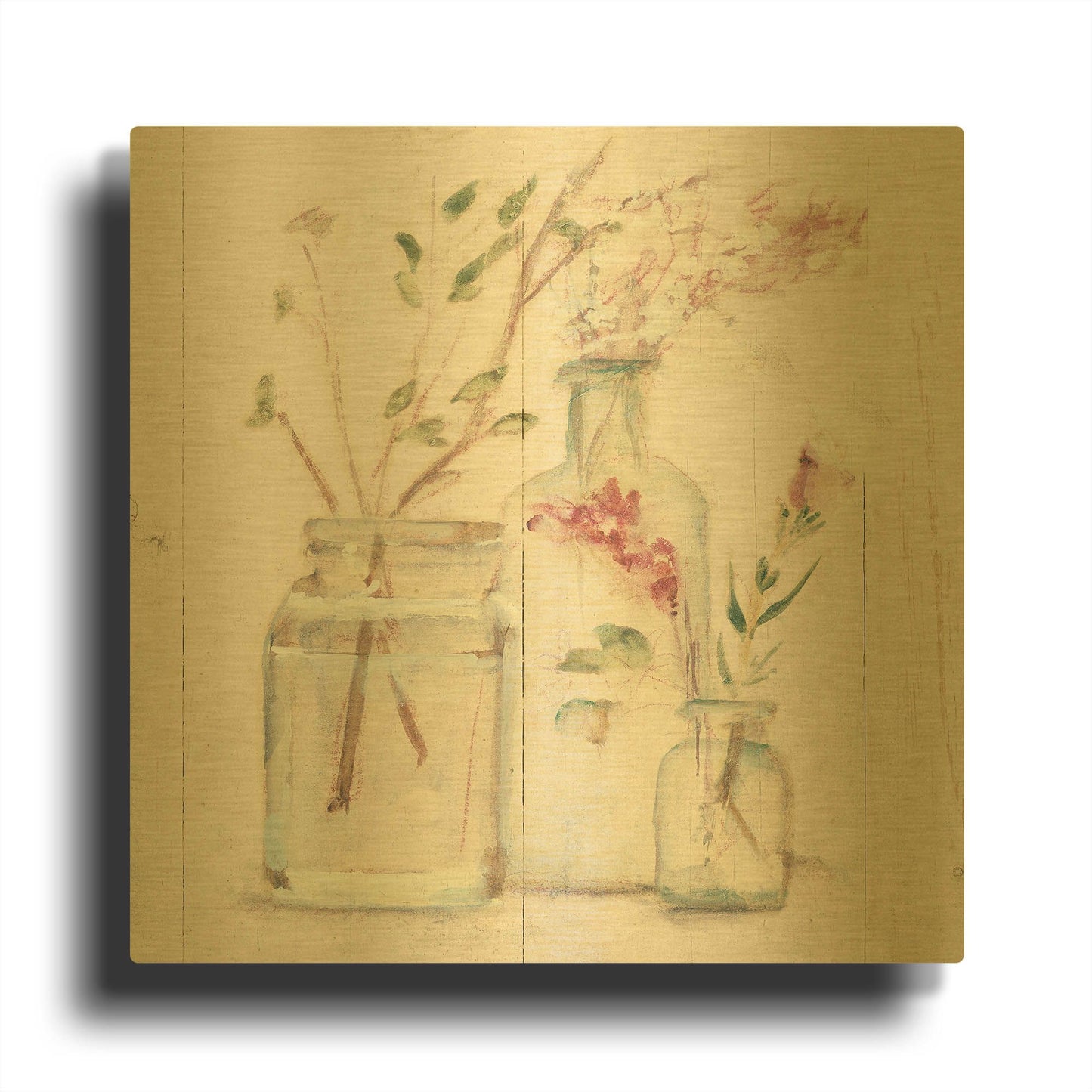 'Blossoms on Birch VI' By Cheri Blum Gold Metal Wall Art