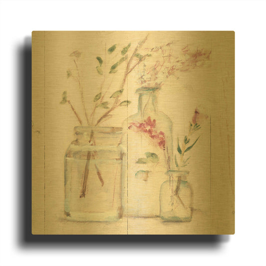 'Blossoms on Birch VI' By Cheri Blum Gold Metal Wall Art
