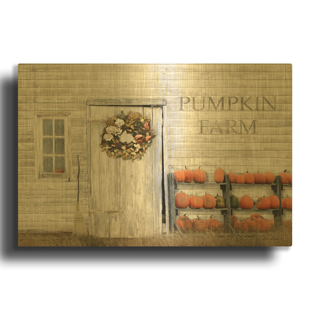 'Pumpkin Farm' By Lori Deiter Gold Metal Wall Art