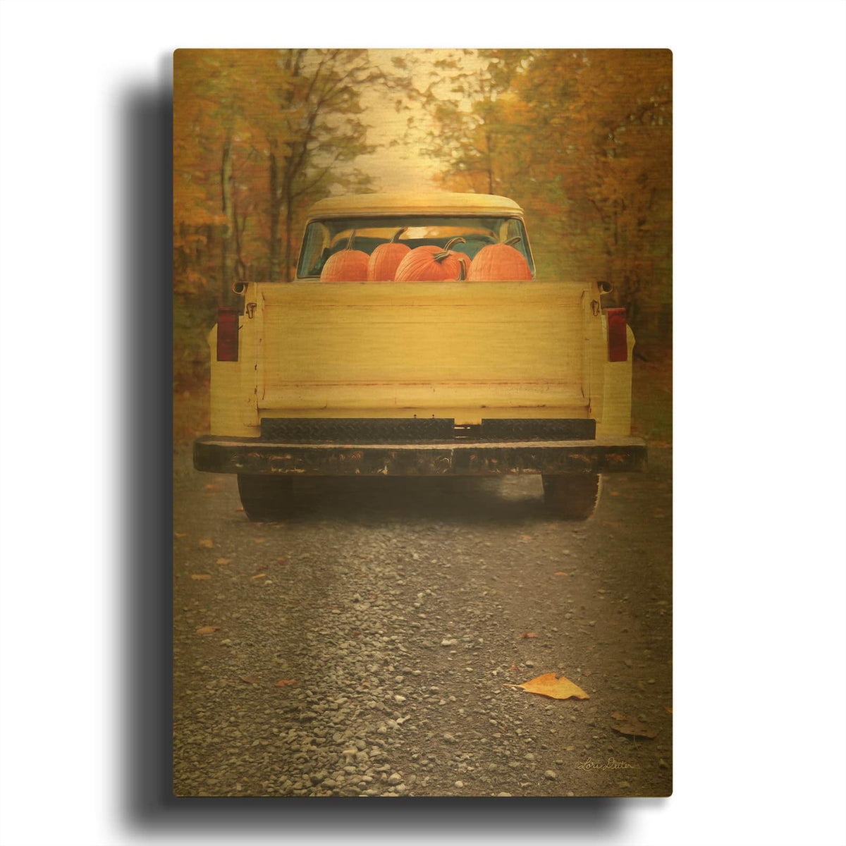 'Yellow Pumpkin Hauler' By Lori Deiter Gold Metal Wall Art