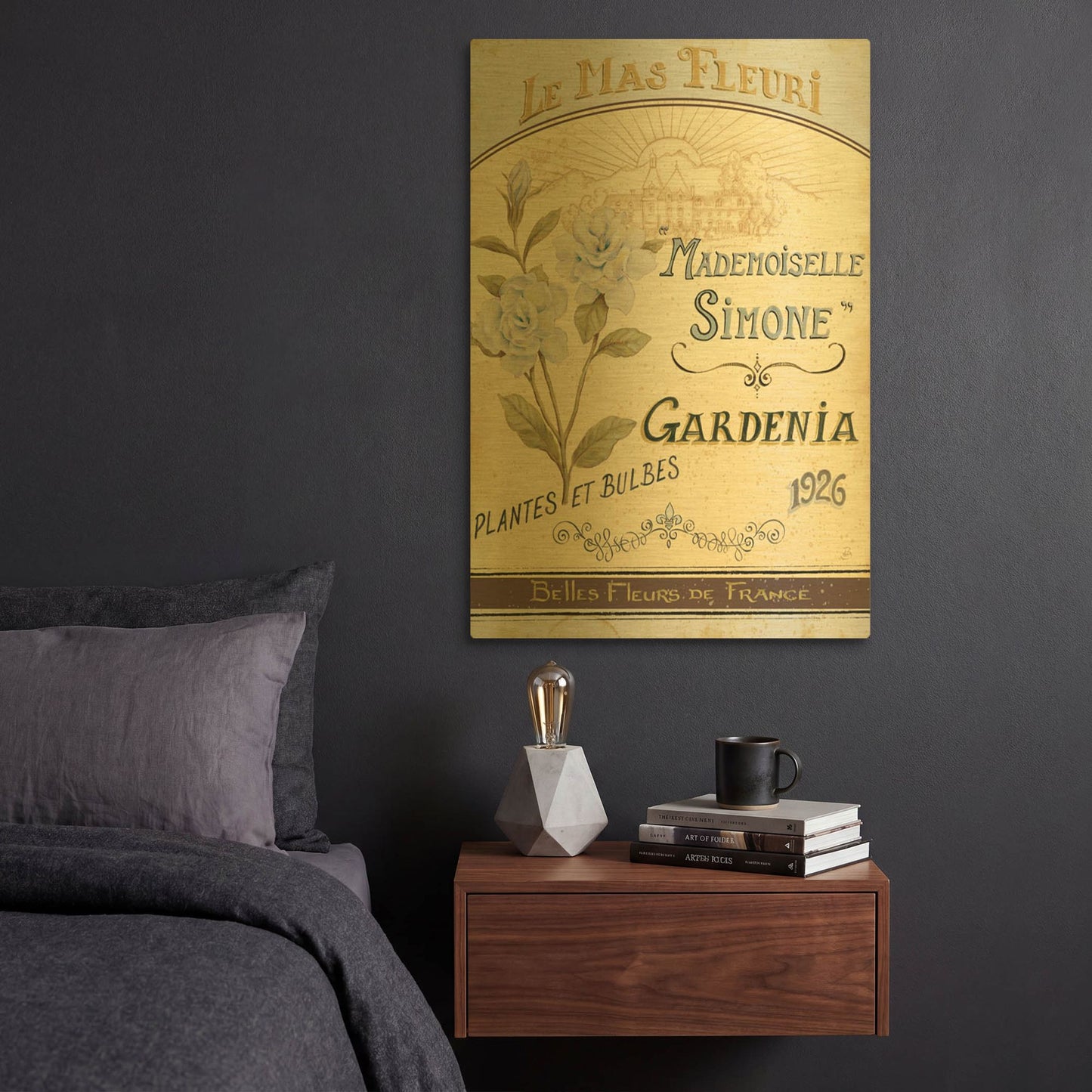 'French Seed Packet IV' By Daphne Brissonnet Gold Metal Wall Art