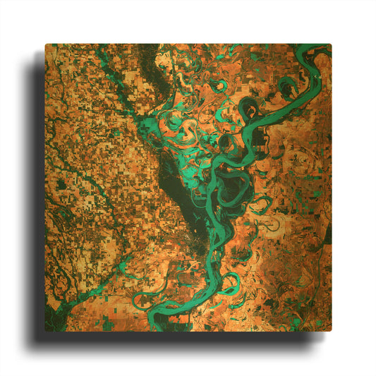 'Earth As Art Meandering' By NASA Earth As Art Gold Metal Wall Art