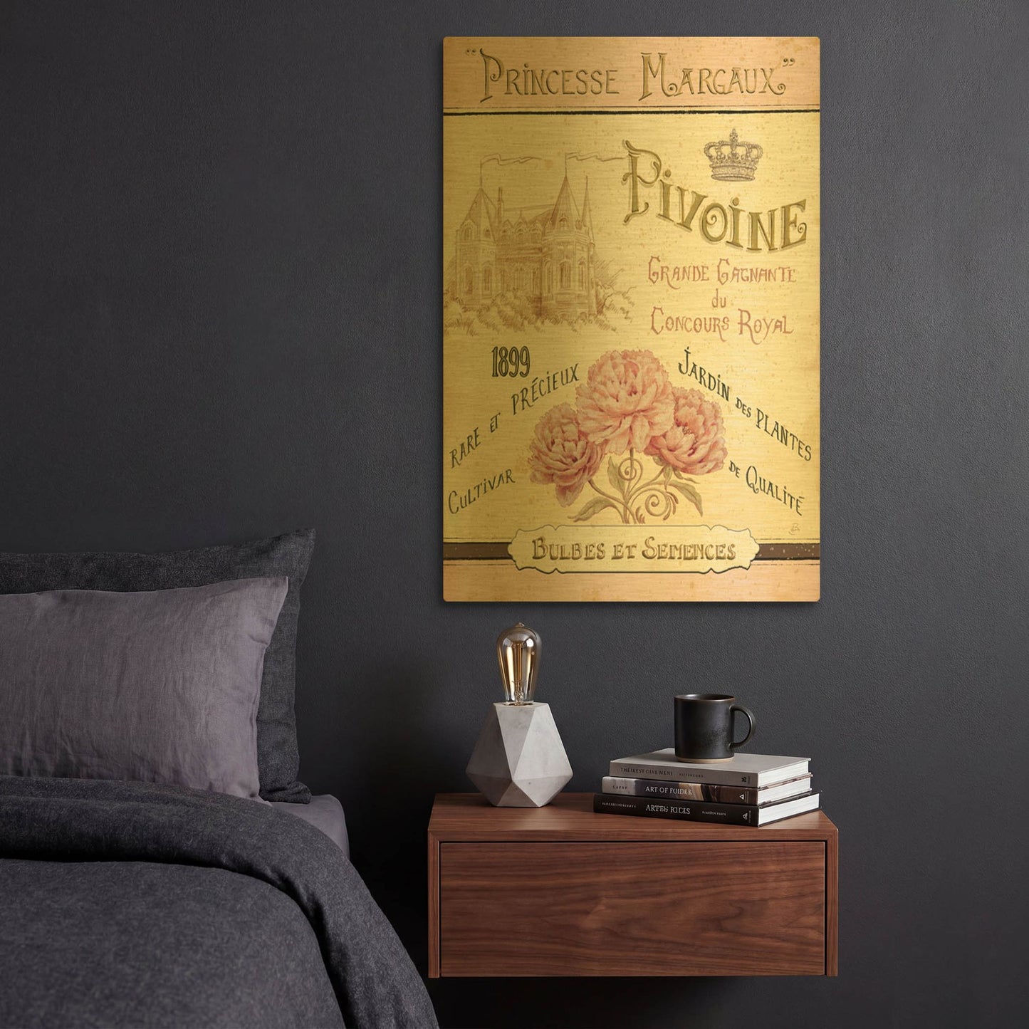 'French Seed Packet III' By Daphne Brissonnet Gold Metal Wall Art
