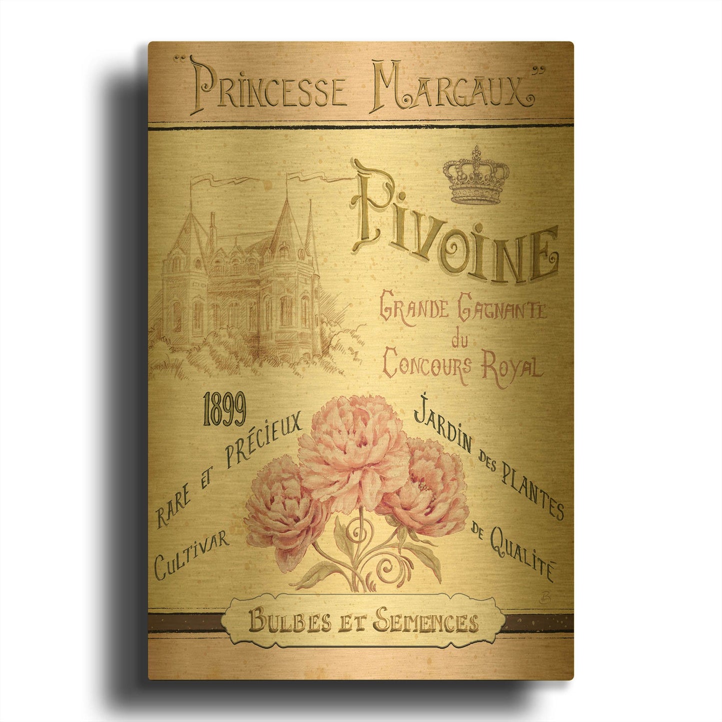 'French Seed Packet III' By Daphne Brissonnet Gold Metal Wall Art