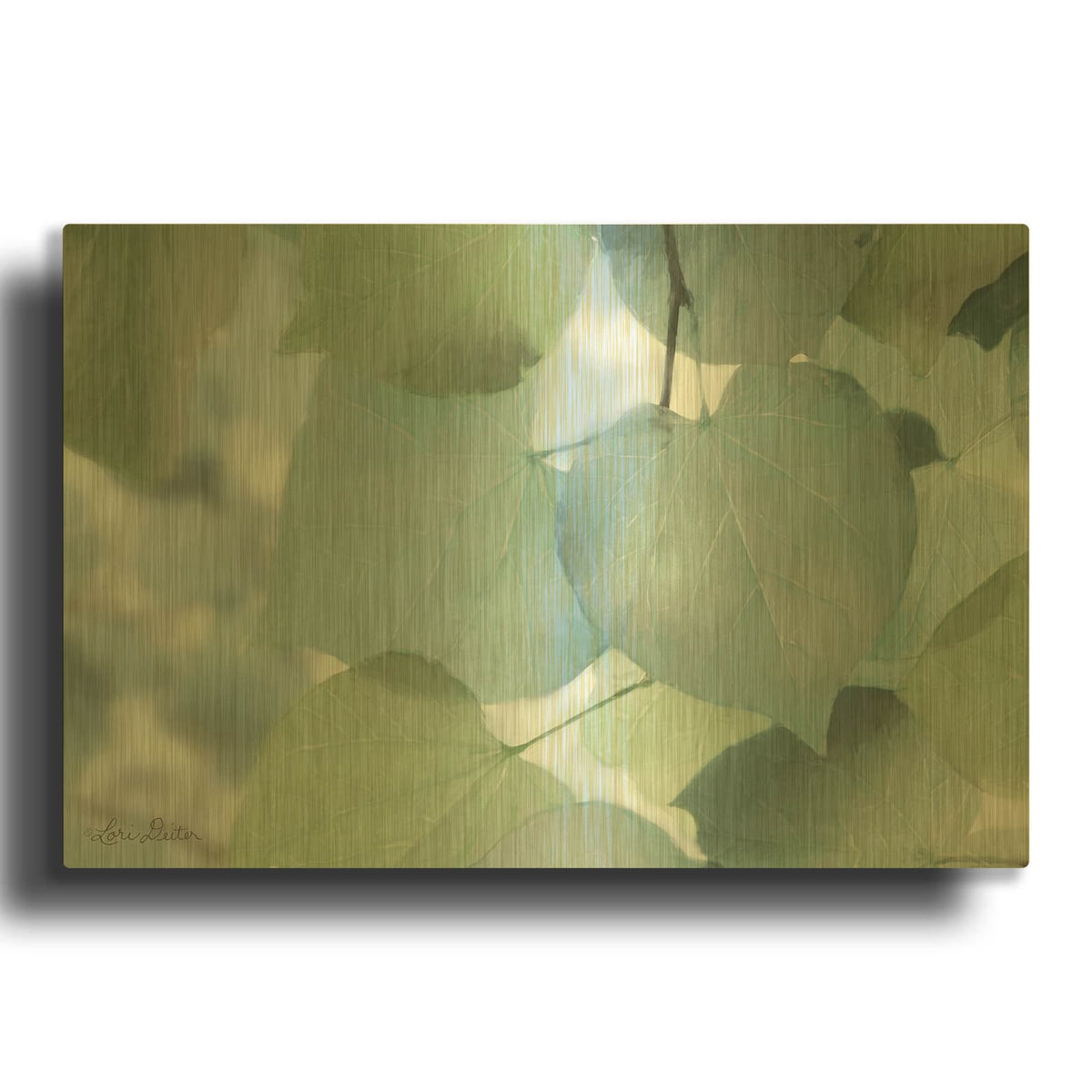 'Aqua Leaves' By Lori Deiter Gold Metal Wall Art