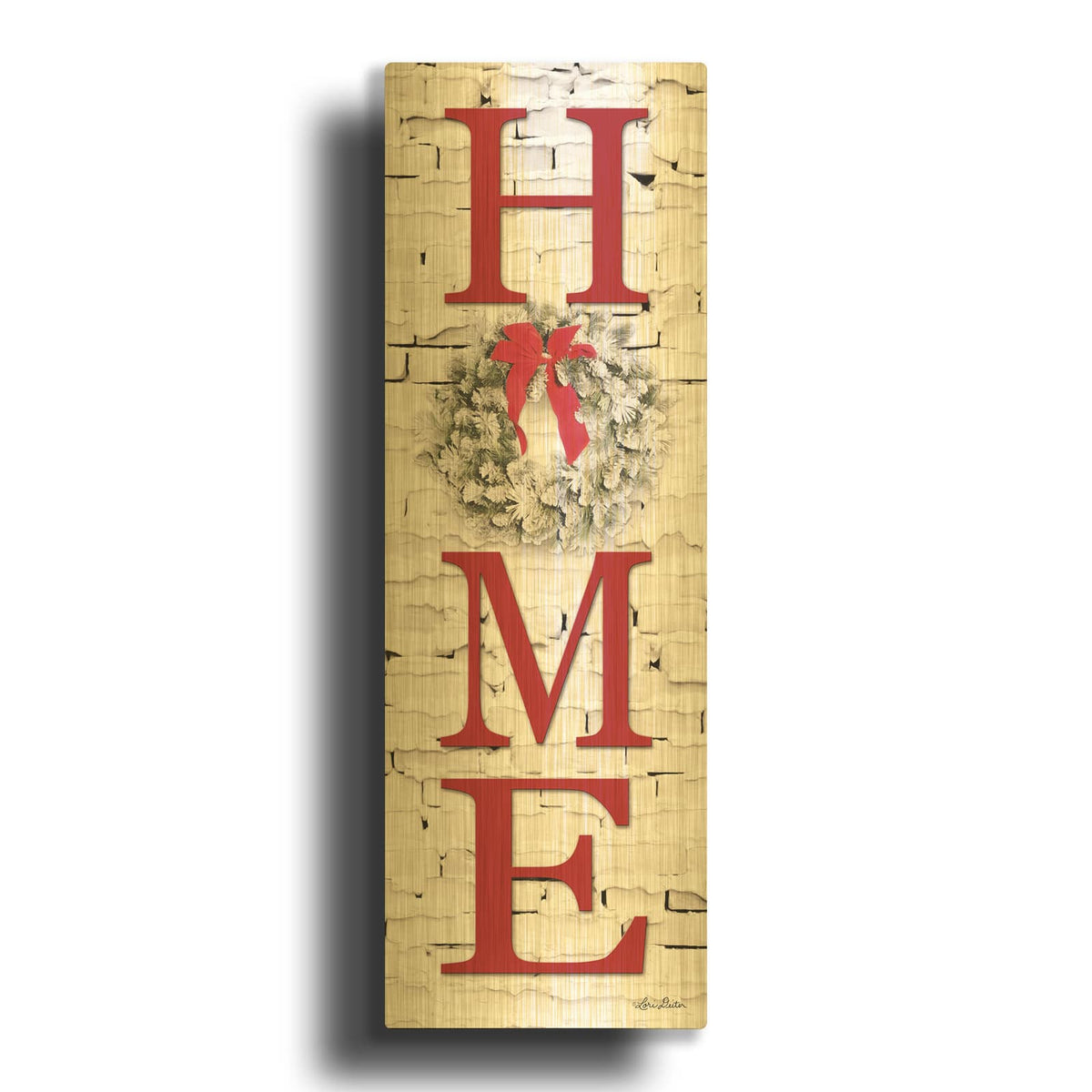 'Christmas Home Vertical II' By Lori Deiter Gold Metal Wall Art