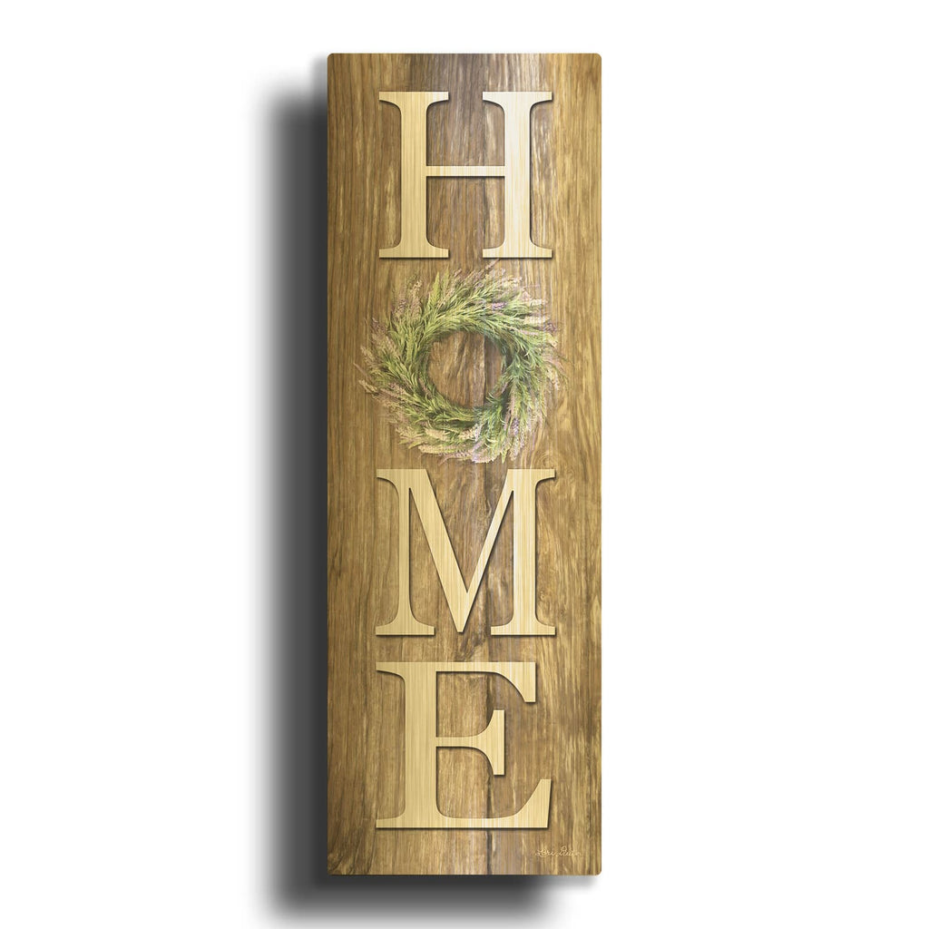 'Lavender Wreath Home' By Lori Deiter Gold Metal Wall Art