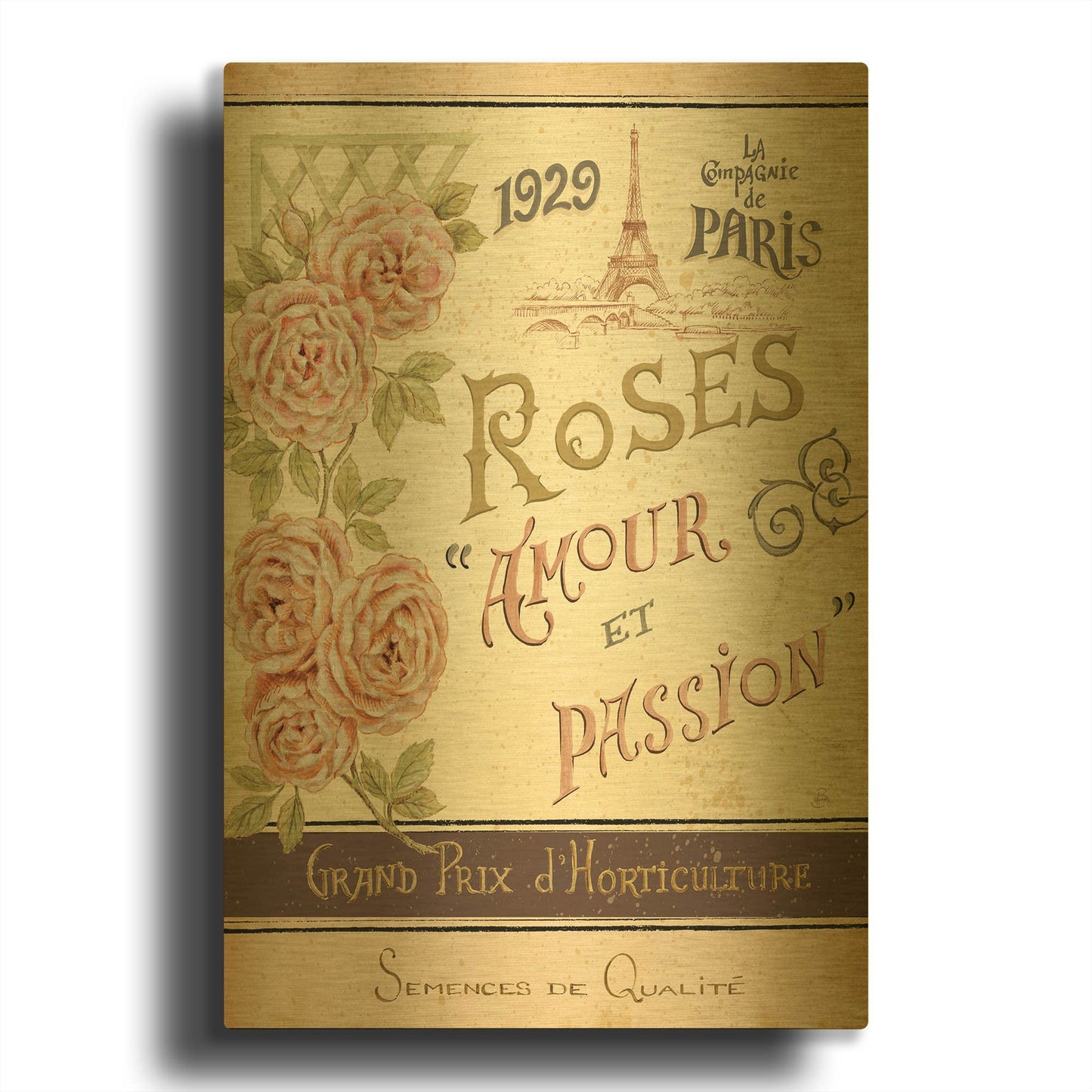 'French Seed Packet I' By Daphne Brissonnet Gold Metal Wall Art