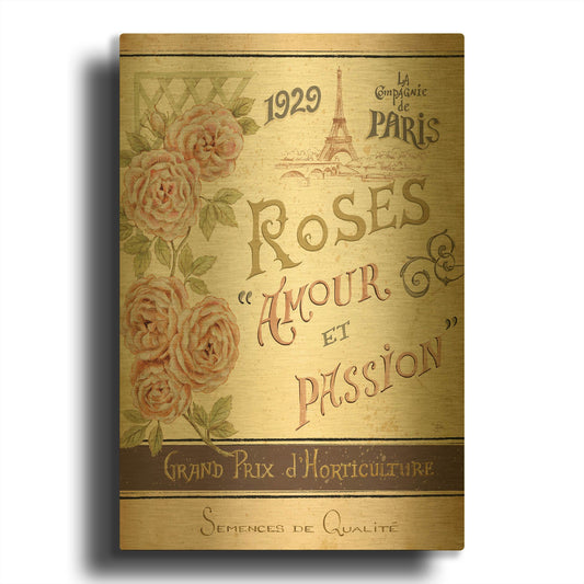 'French Seed Packet I' By Daphne Brissonnet Gold Metal Wall Art