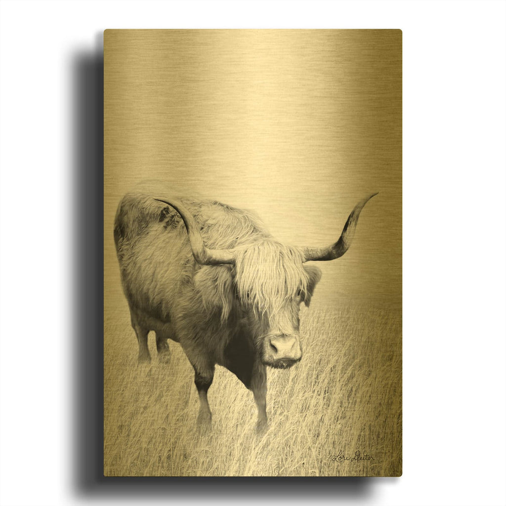 'Kiss My Hairy Face' By Lori Deiter Gold Metal Wall Art