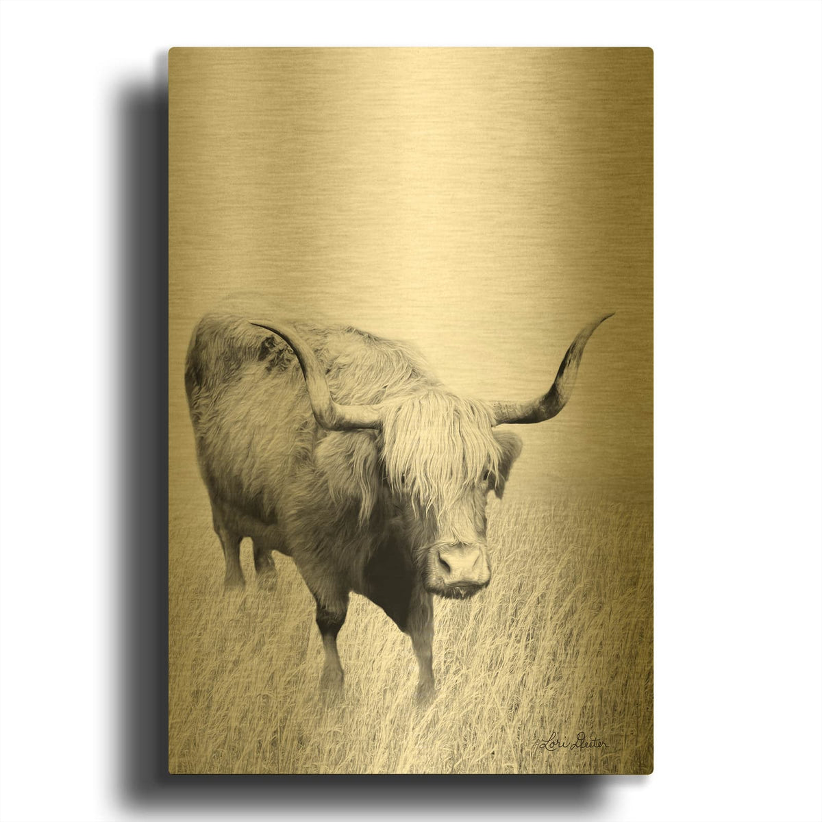 'Kiss My Hairy Face' By Lori Deiter Gold Metal Wall Art