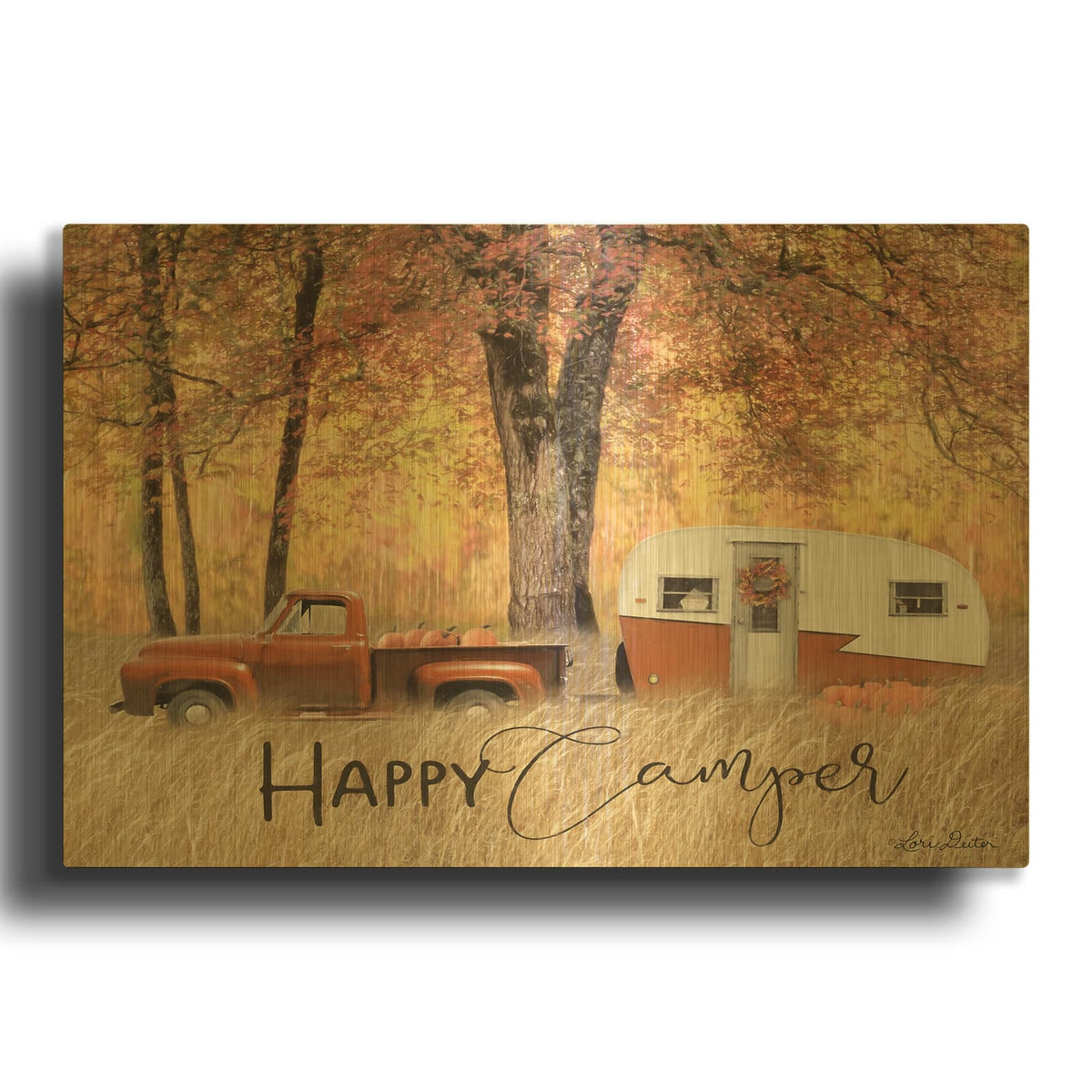'Fall Camping' By Lori Deiter Gold Metal Wall Art