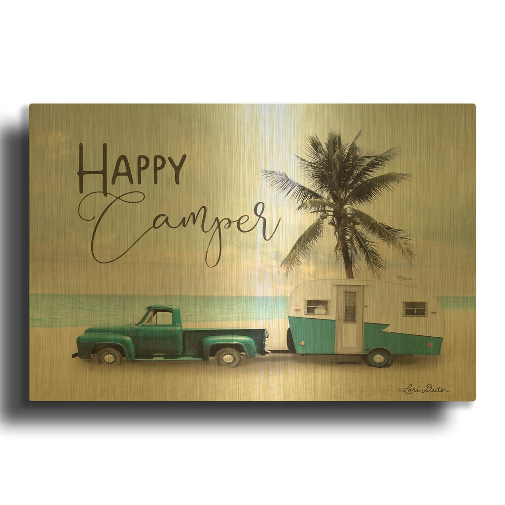 'Happy Camper' By Lori Deiter Gold Metal Wall Art
