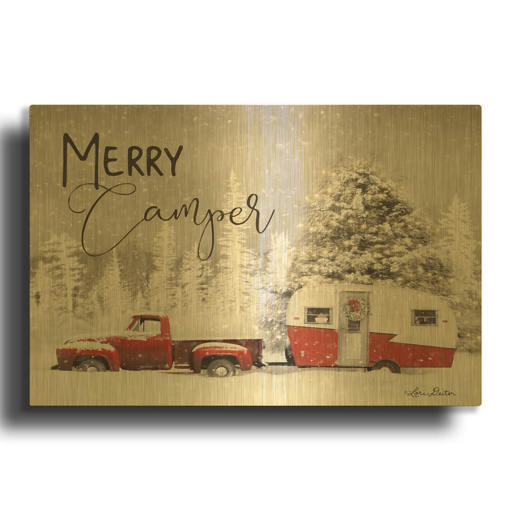 'Merry Camper' By Lori Deiter Gold Metal Wall Art