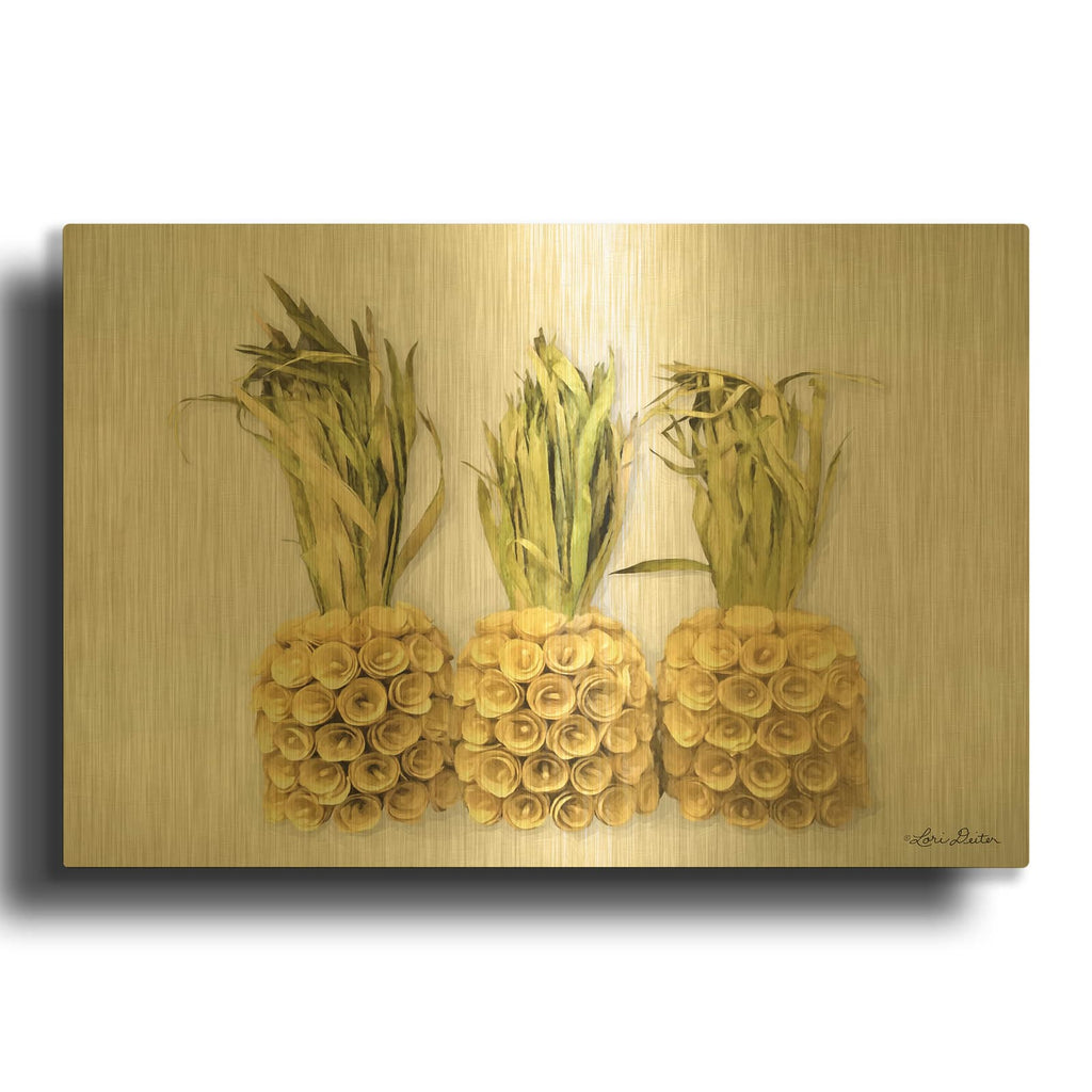 'Pineapples' By Lori Deiter Gold Metal Wall Art