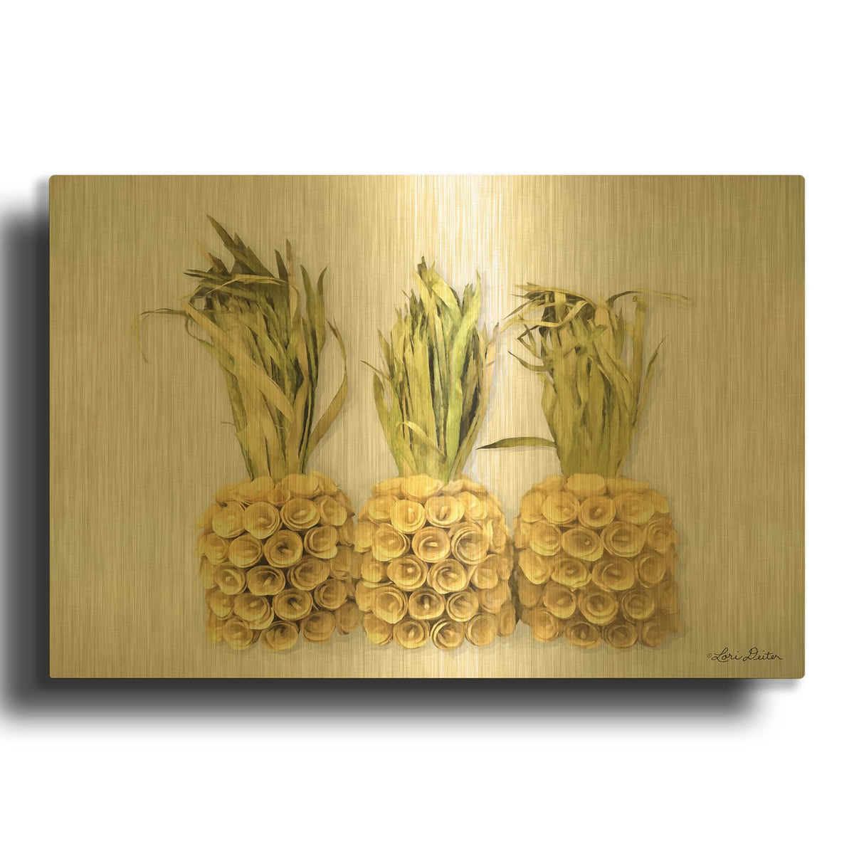 'Pineapples' By Lori Deiter Gold Metal Wall Art