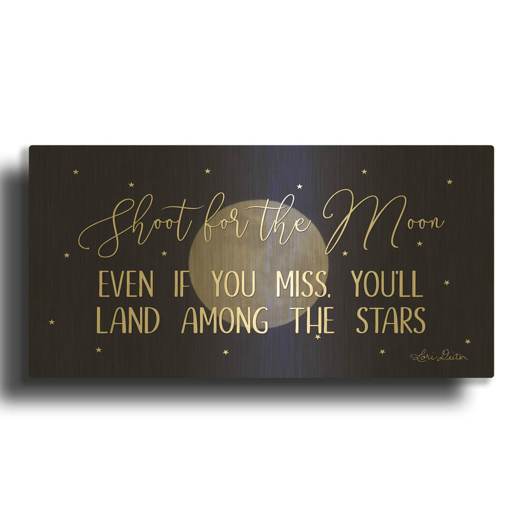 'Shoot for the Moon' By Lori Deiter Gold Metal Wall Art