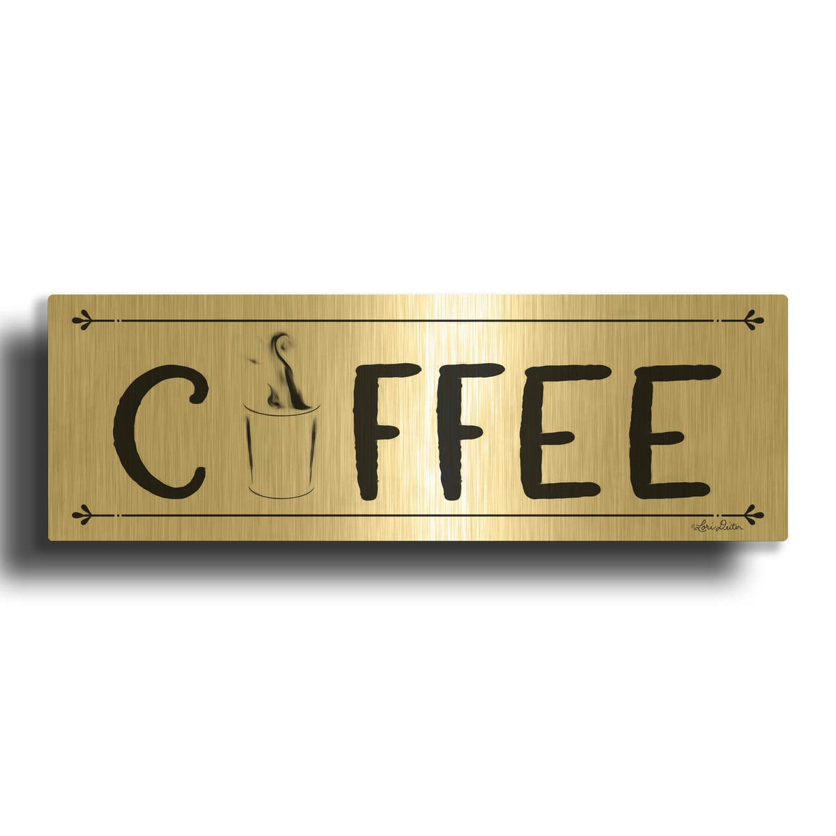 'Coffee Banner' By Lori Deiter Gold Metal Wall Art