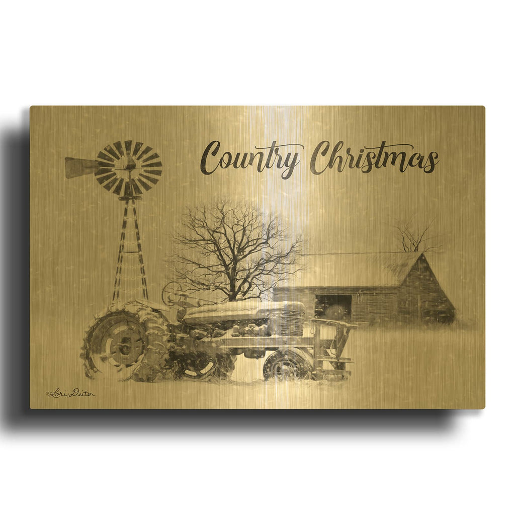 'Country Christmas' By Lori Deiter Gold Metal Wall Art