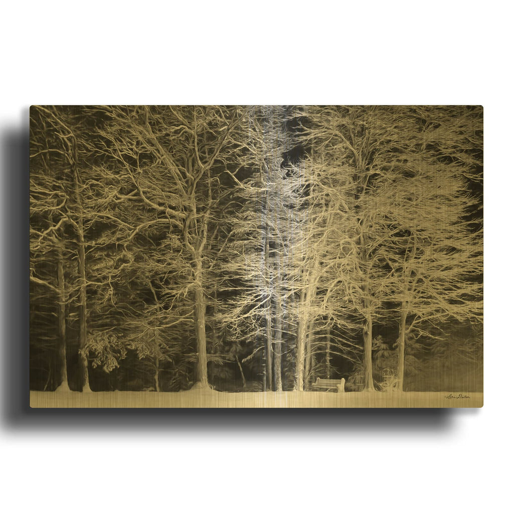 'Snowy Trees' By Lori Deiter Gold Metal Wall Art