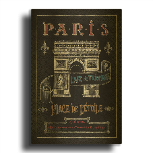 'Travel to Paris II' By Daphne Brissonnet Gold Metal Wall Art