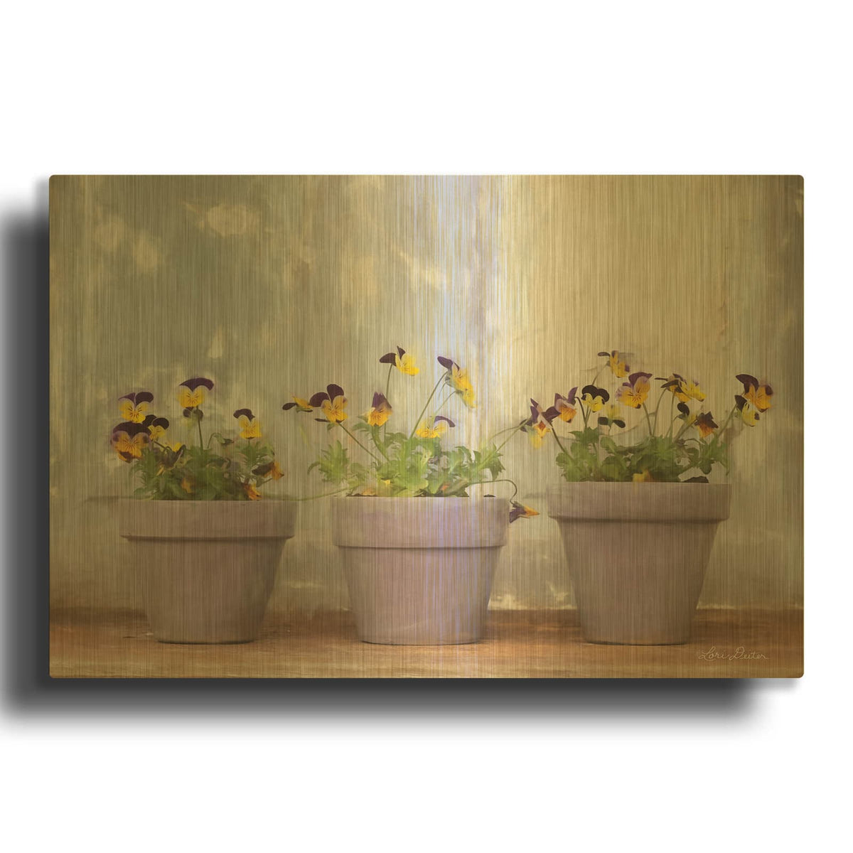 'Pansy Still Life I' By Lori Deiter Gold Metal Wall Art