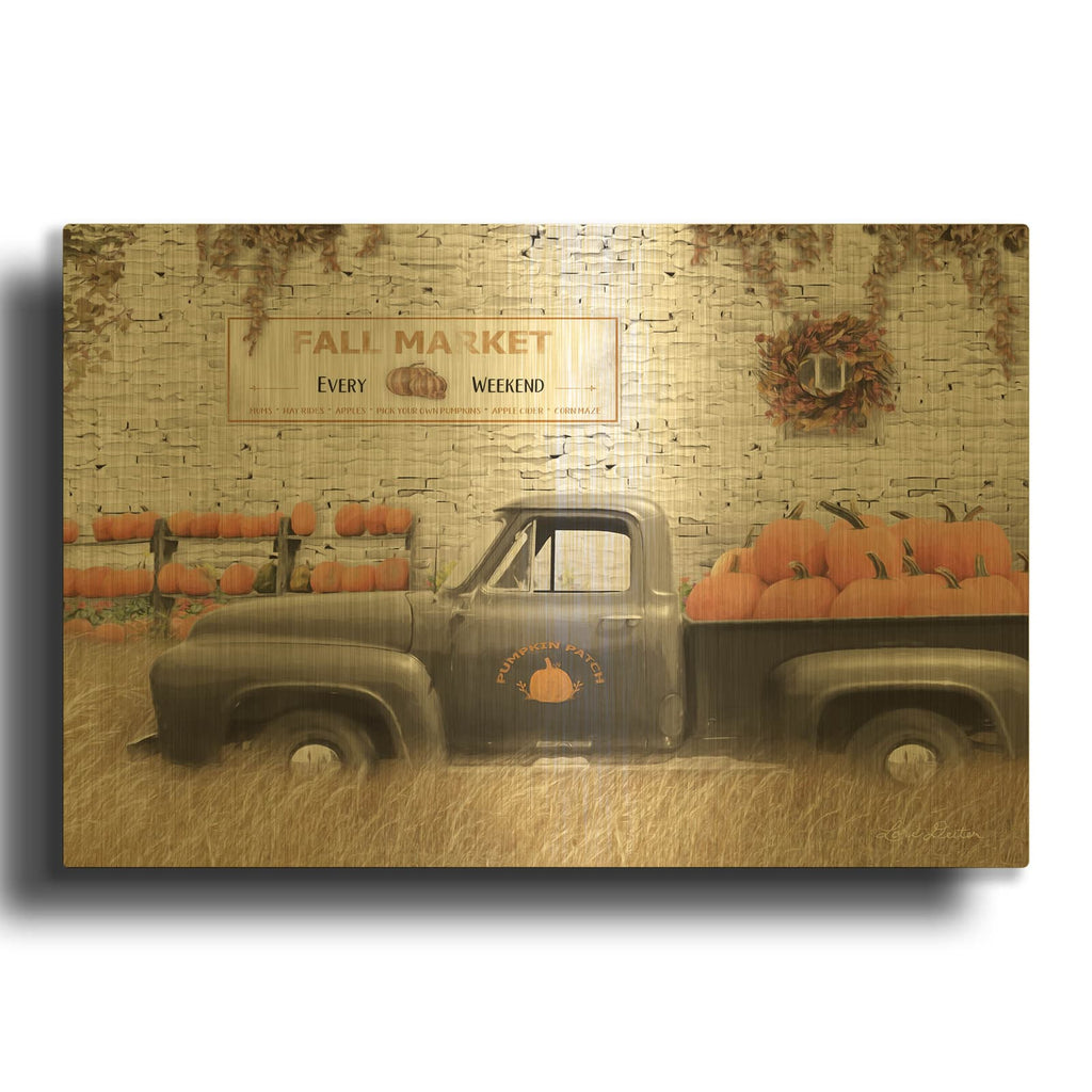 'Fall Pumpkin Market' By Lori Deiter Gold Metal Wall Art