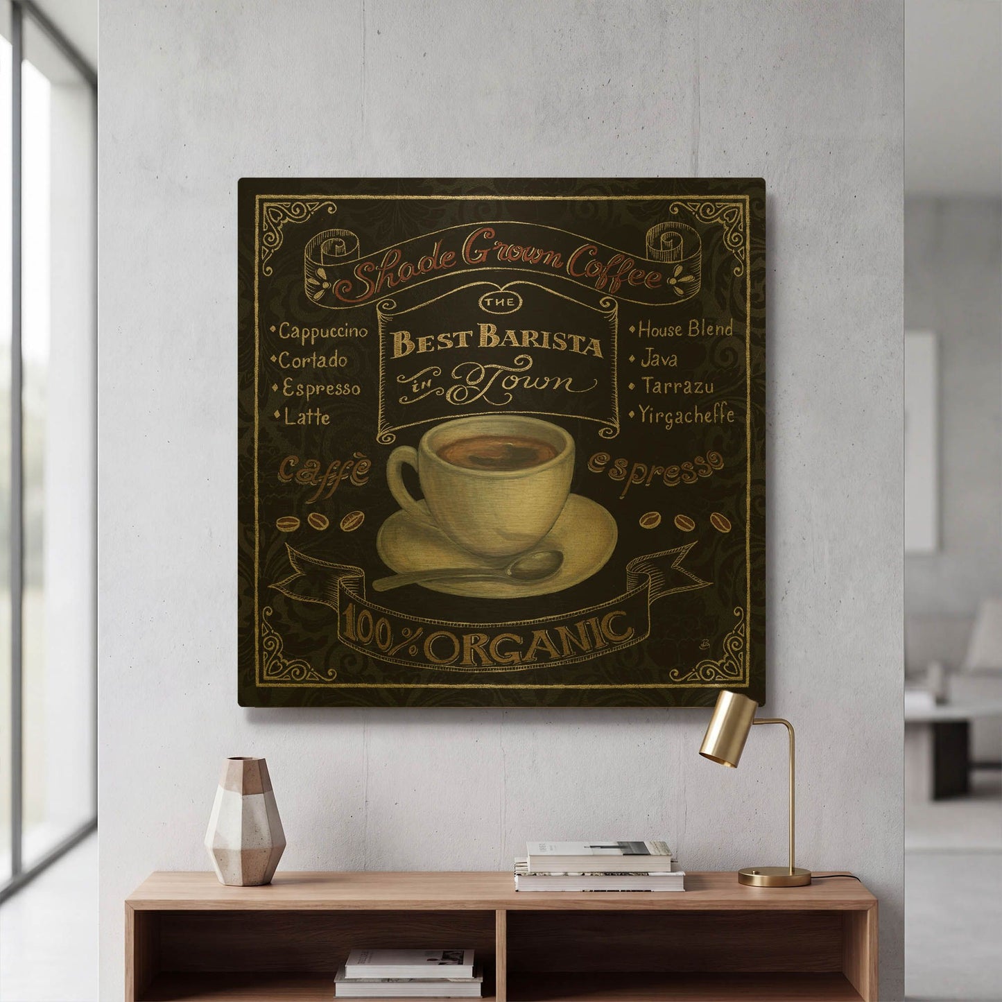 'Morning Treat Square II' By Daphne Brissonnet Gold Metal Wall Art