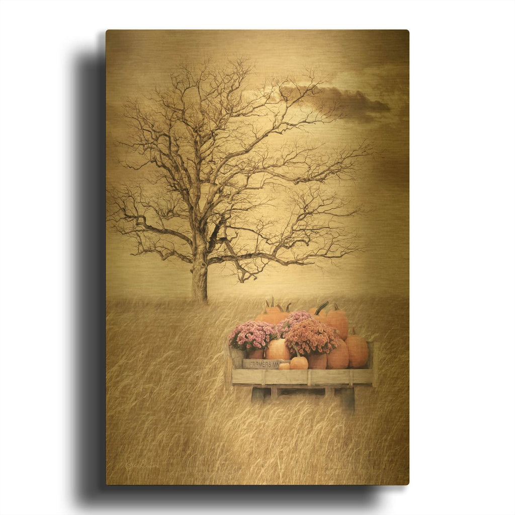 'Fall Wagon' By Lori Deiter Gold Metal Wall Art