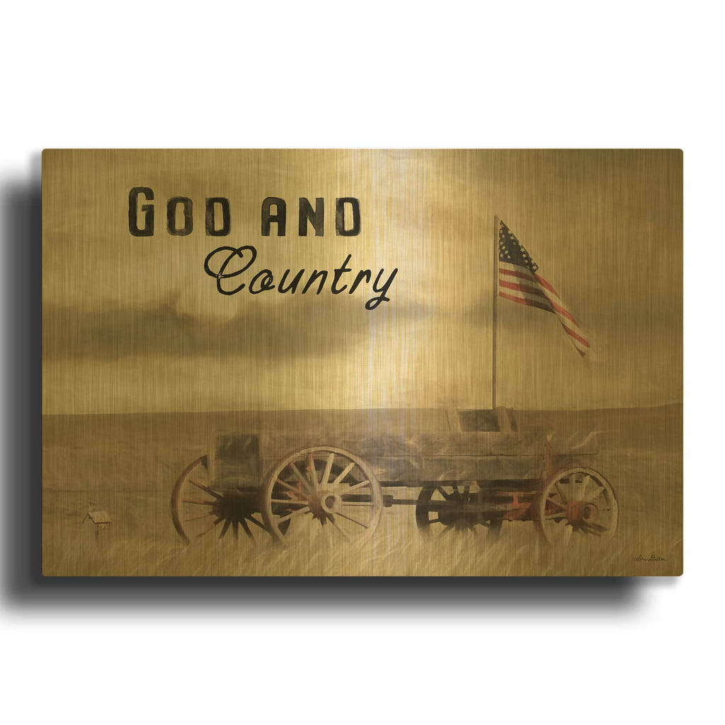 'God and Country' By Lori Deiter Gold Metal Wall Art