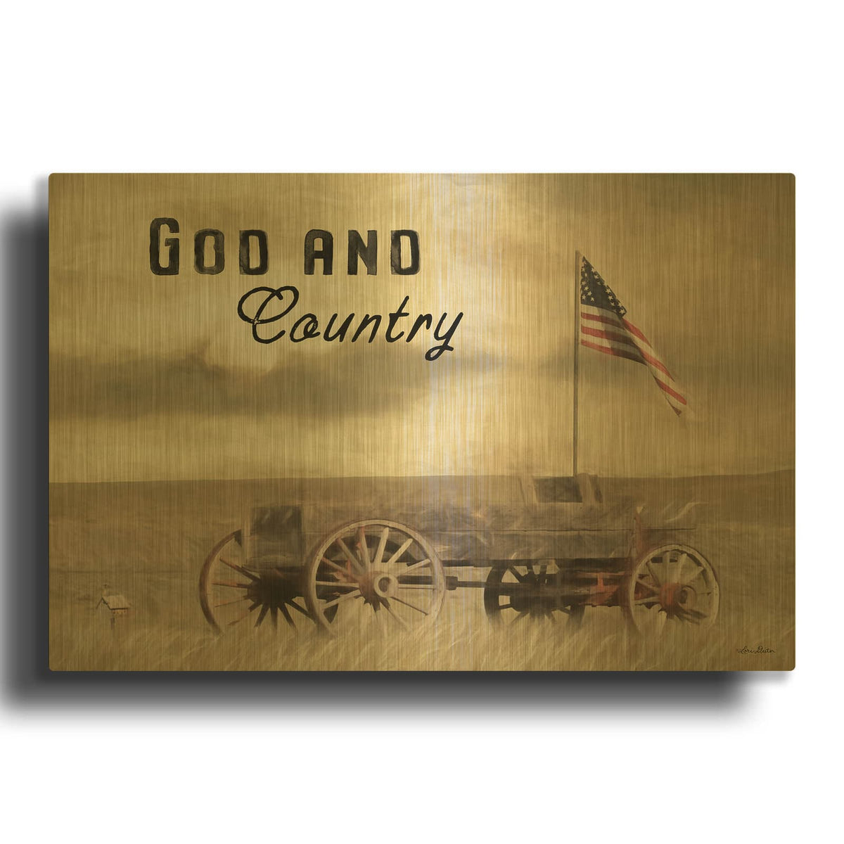 'God and Country' By Lori Deiter Gold Metal Wall Art
