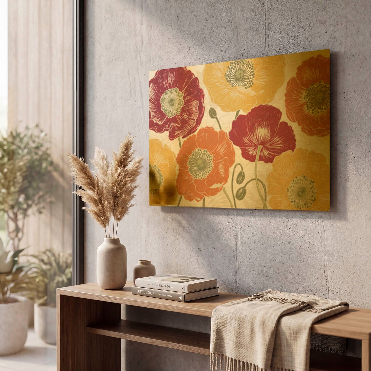 'A Poppys Touch I Spice' By Daphne Brissonnet Gold Metal Wall Art
