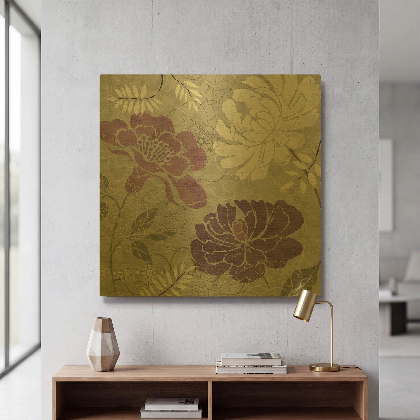 'Morning Tones Purple I' By Daphne Brissonnet Gold Metal Wall Art