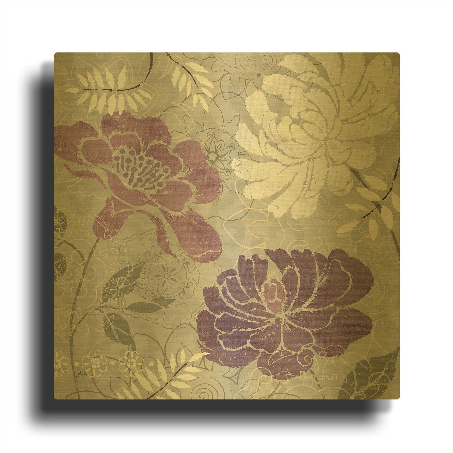 'Morning Tones Purple I' By Daphne Brissonnet Gold Metal Wall Art