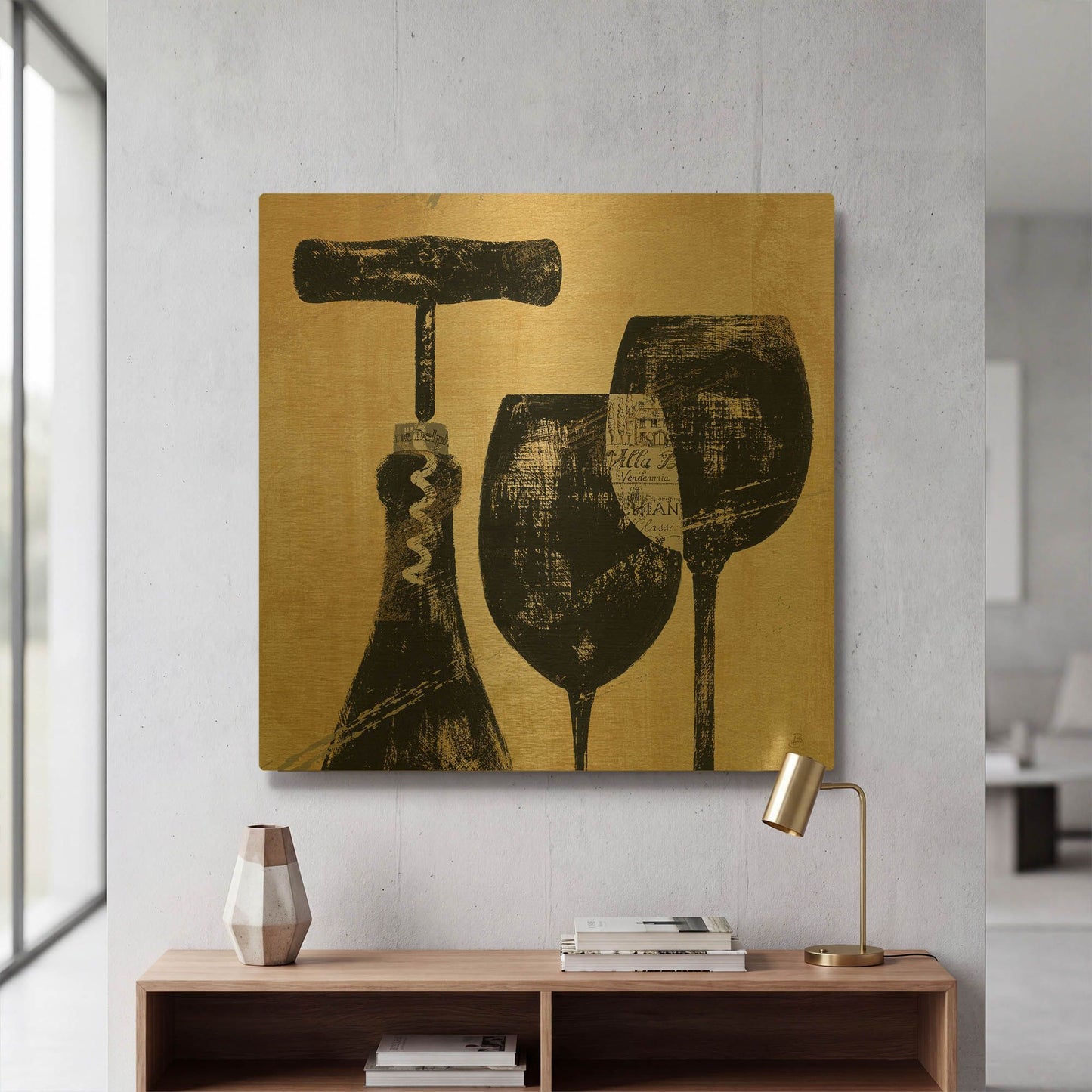 'Wine Selection II' By Daphne Brissonnet Gold Metal Wall Art