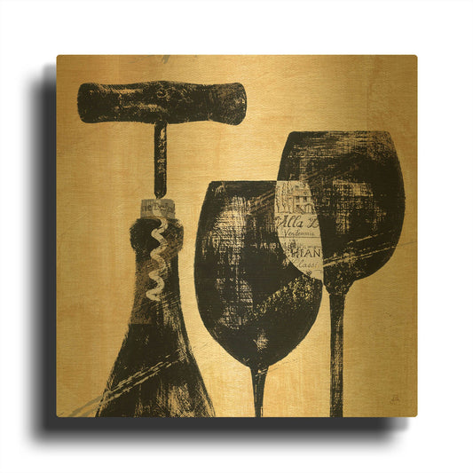 'Wine Selection II' By Daphne Brissonnet Gold Metal Wall Art