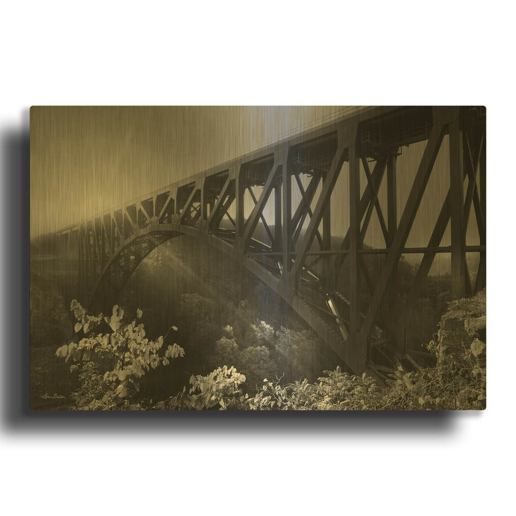 'Sunrise at Letchworth Black & White' By Lori Deiter Gold Metal Wall Art