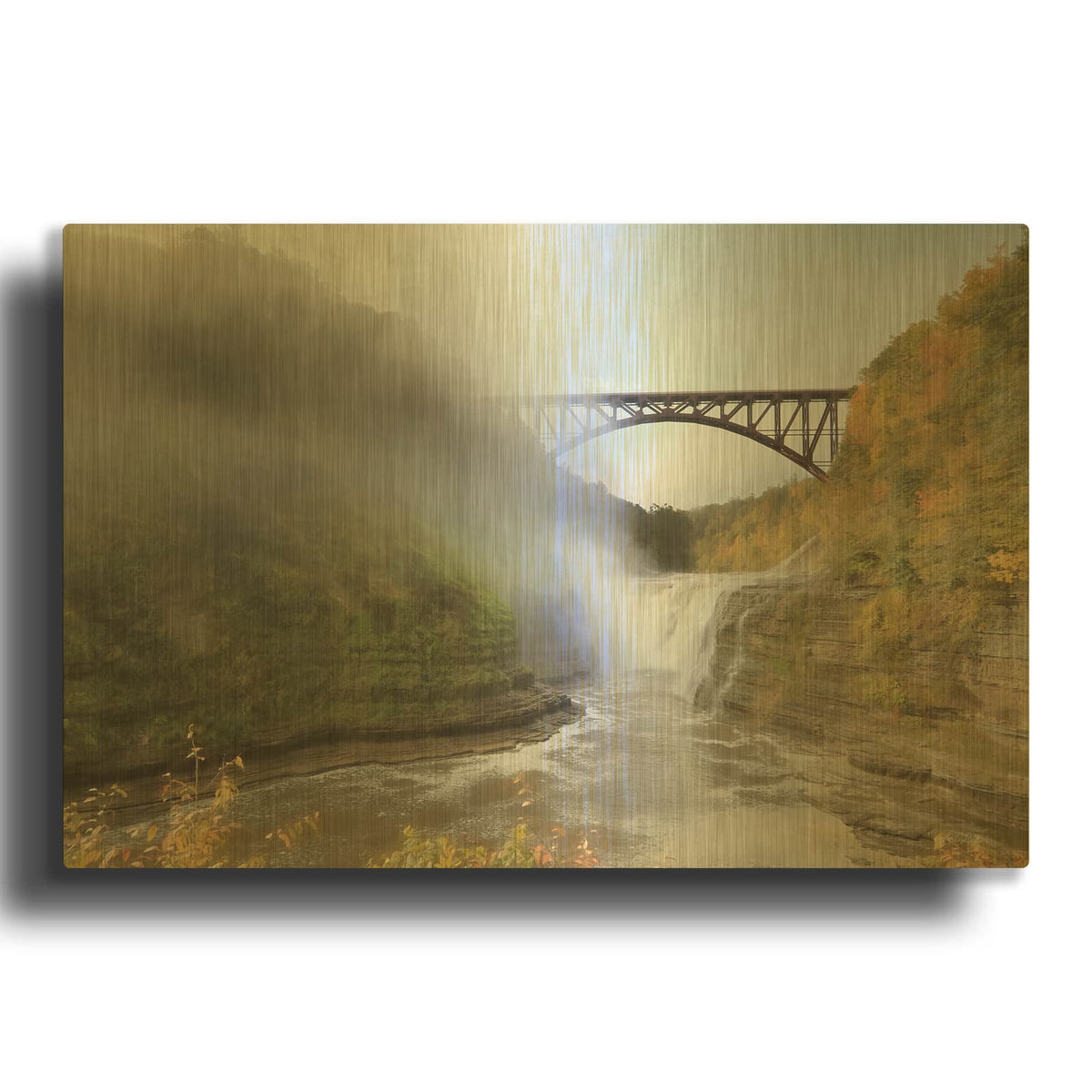 'Letchworth Upper Falls' By Lori Deiter Gold Metal Wall Art