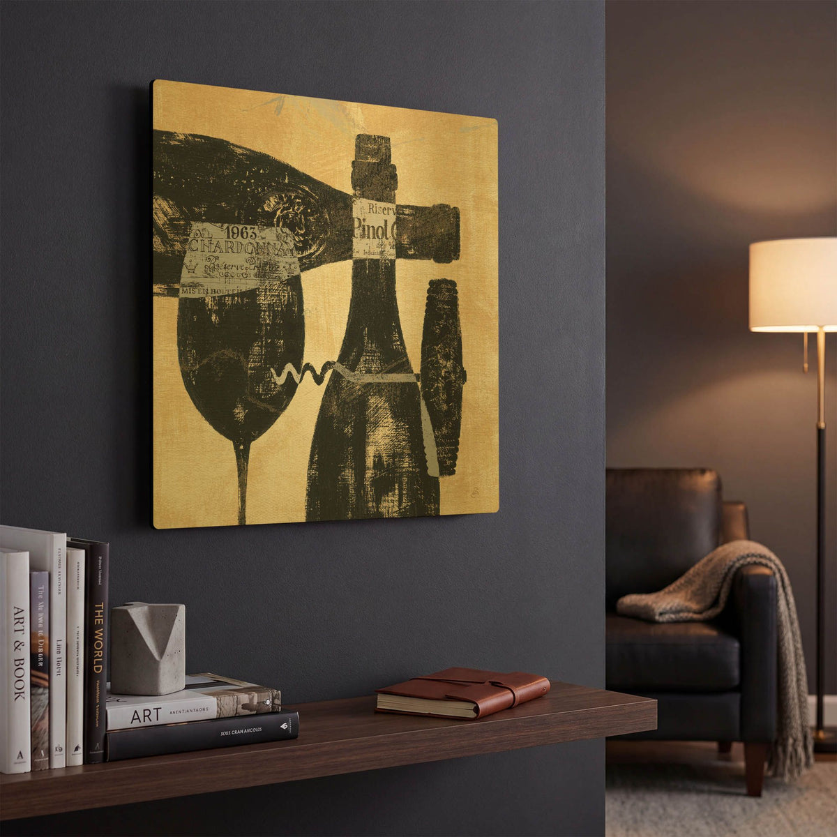 'Wine Selection I' By Daphne Brissonnet Gold Metal Wall Art