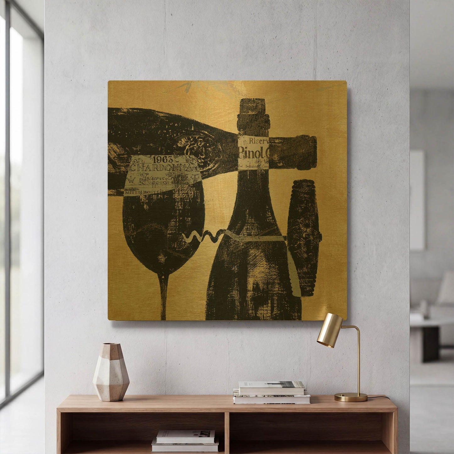 'Wine Selection I' By Daphne Brissonnet Gold Metal Wall Art