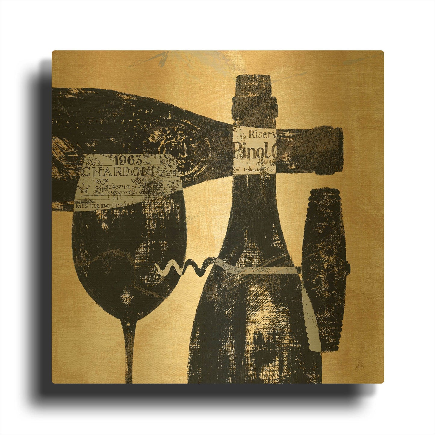 'Wine Selection I' By Daphne Brissonnet Gold Metal Wall Art