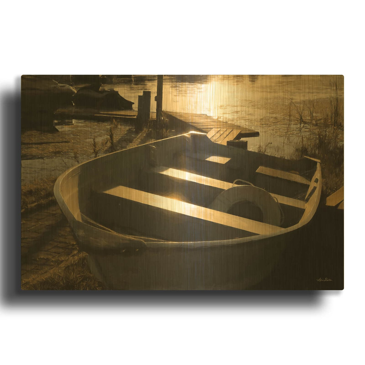 'Docked' By Lori Deiter Gold Metal Wall Art