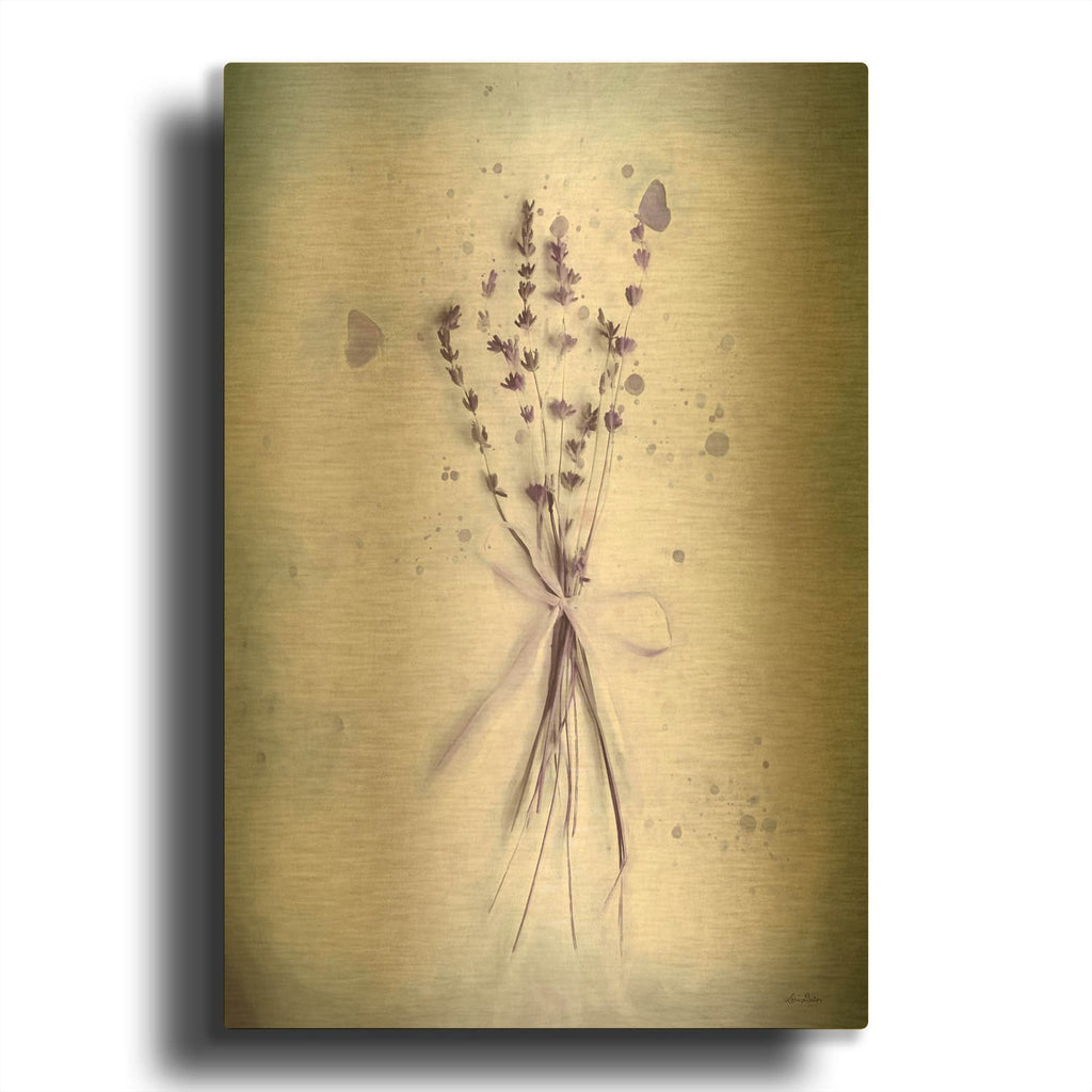 'Lavender and Butterflies I' By Lori Deiter Gold Metal Wall Art
