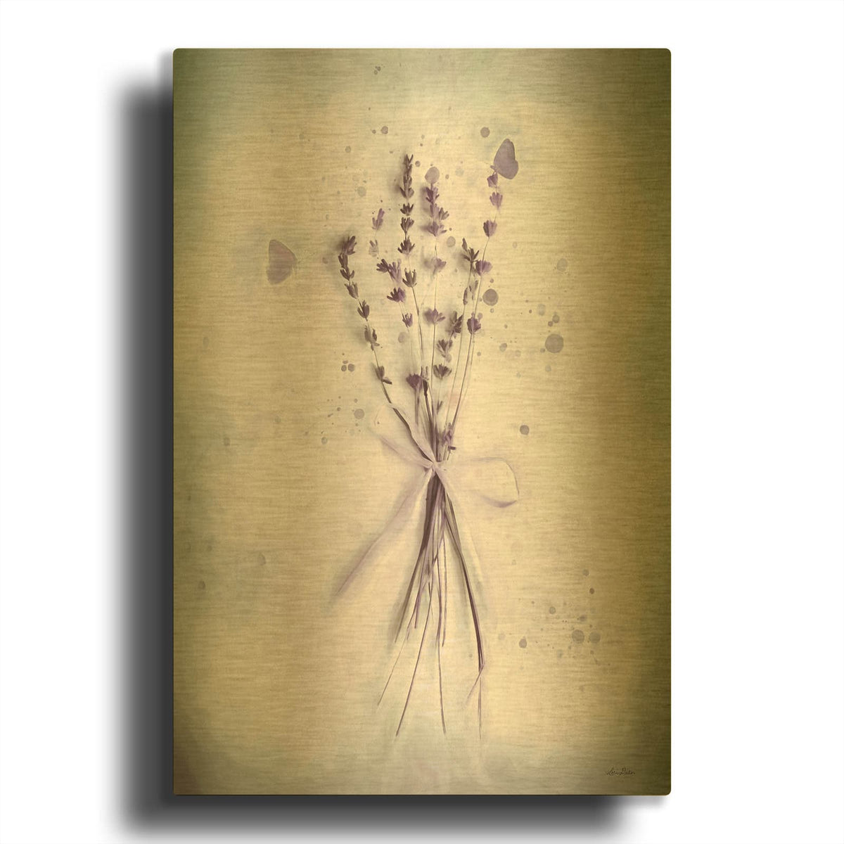 'Lavender and Butterflies I' By Lori Deiter Gold Metal Wall Art